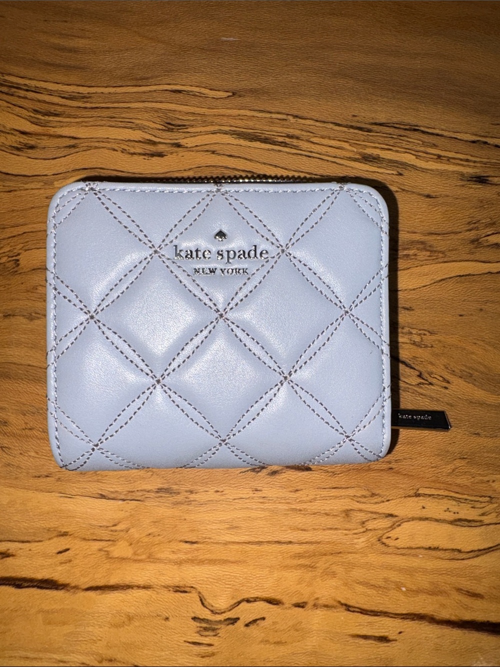 Kate Spade Small Natalia Zip Around Quilted in Gray.